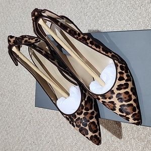 Ann Taylor Tanja haircalf slingback bow pumps